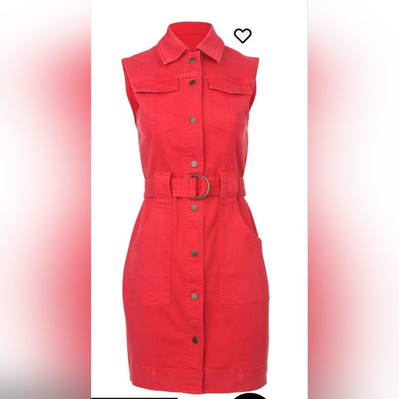 Venus Cargo Pocket Belted Utility Safari Button Dress - Picture 4 of 6